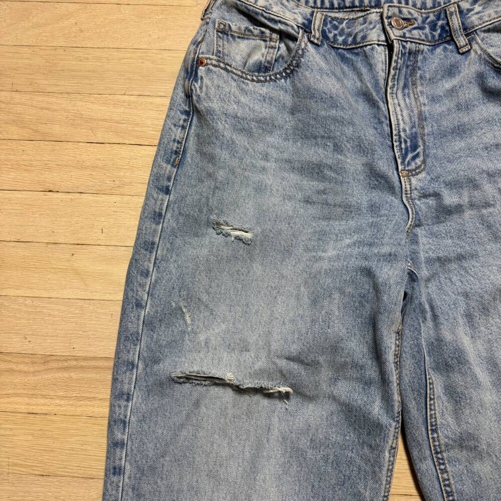 Dynamite High Waist Wide Leg Distressed Denim Jeans Jambe Large 30x32 Blue - Picture 3 of 9